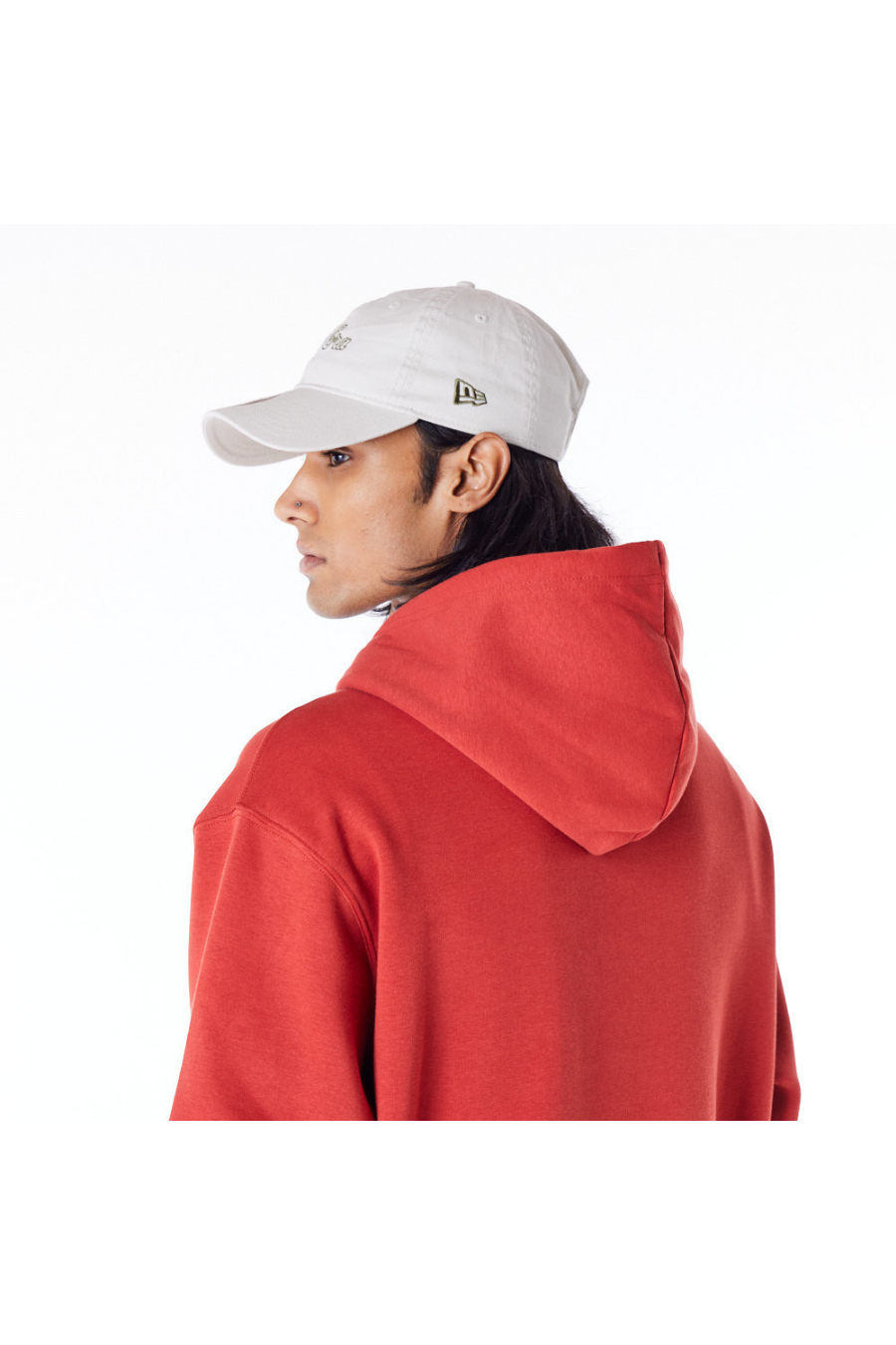 New Era Script Script Red Fleece Oversized Pullover Hoodie - Butterfly Sneakers