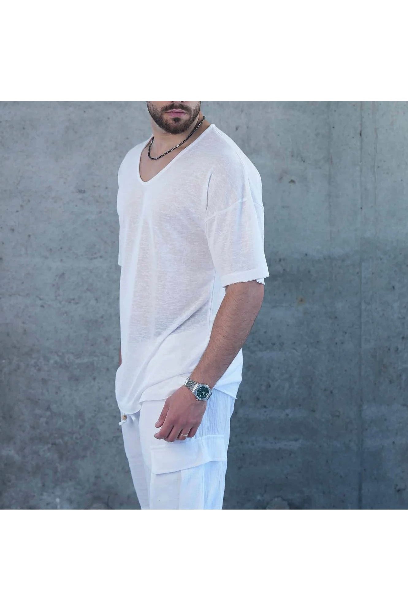LINEN T SHIRT - WHITE - Butterfly Sneakers