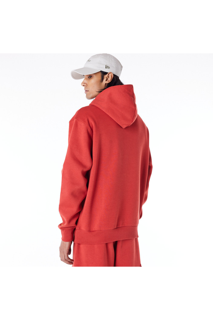 New Era Script Script Red Fleece Oversized Pullover Hoodie - Butterfly Sneakers