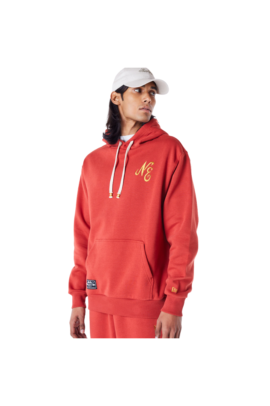 New Era Script Script Red Fleece Oversized Pullover Hoodie - Butterfly Sneakers