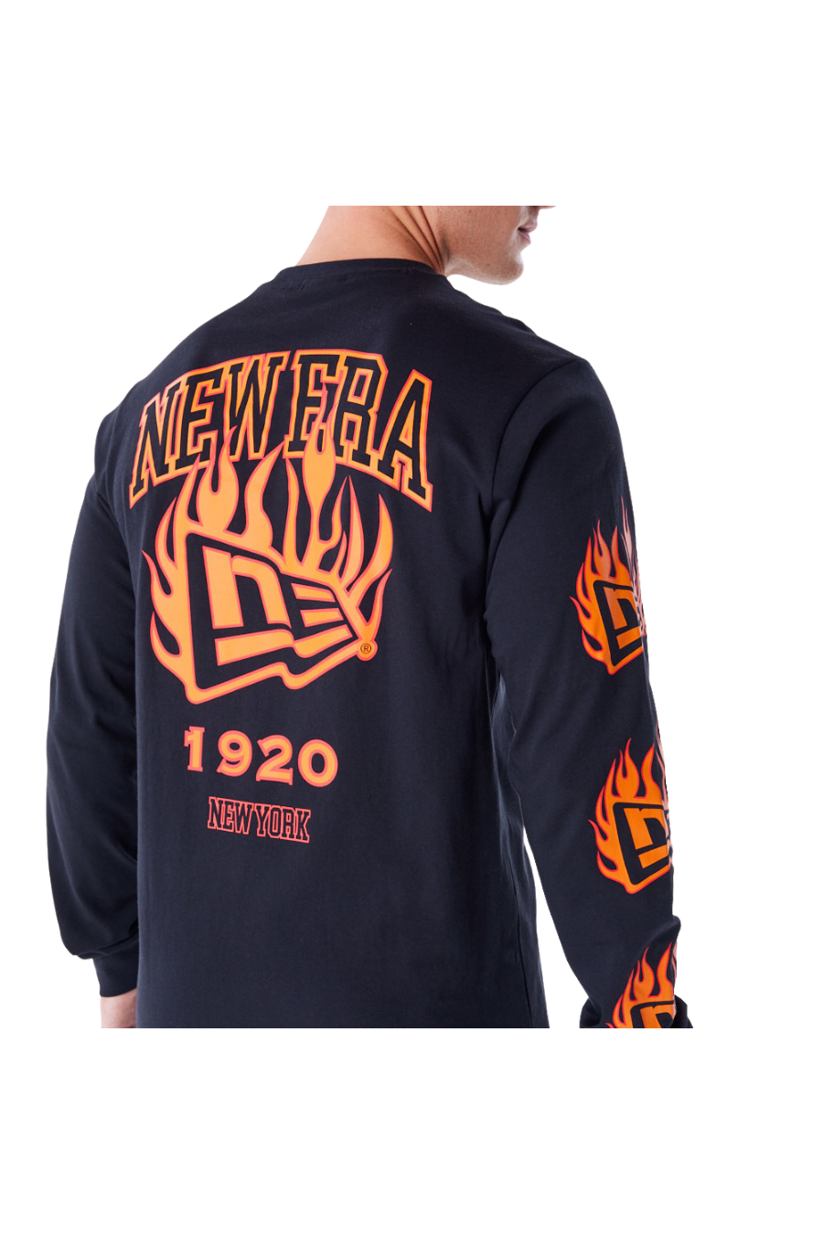 New Era Flag Flame Black Long Sleeve T-Shirt - Butterfly Sneakers