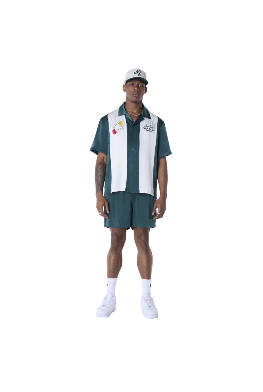 New Era Stripe Revere Dark Green Short Sleeve Shirt - Butterfly Sneakers