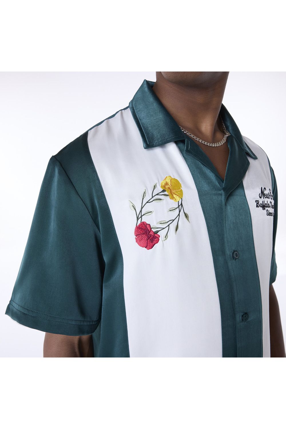 New Era Stripe Revere Dark Green Short Sleeve Shirt - Butterfly Sneakers