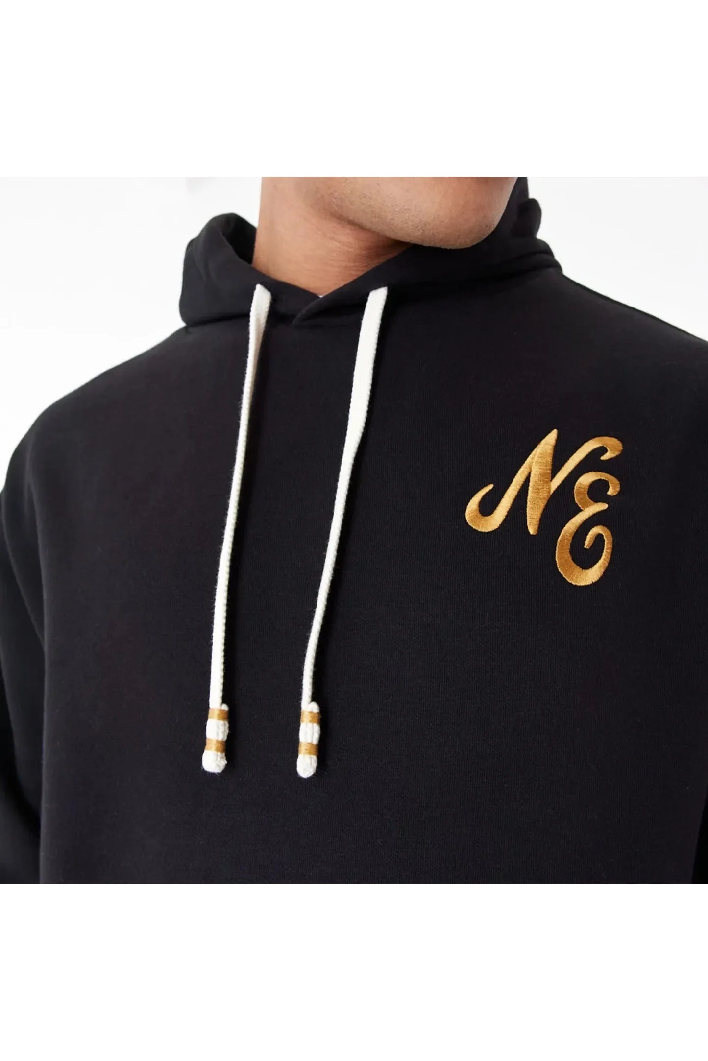 New Era Script Black Script Logo Black Oversized Pullover Hoodie - Butterfly Sneakers