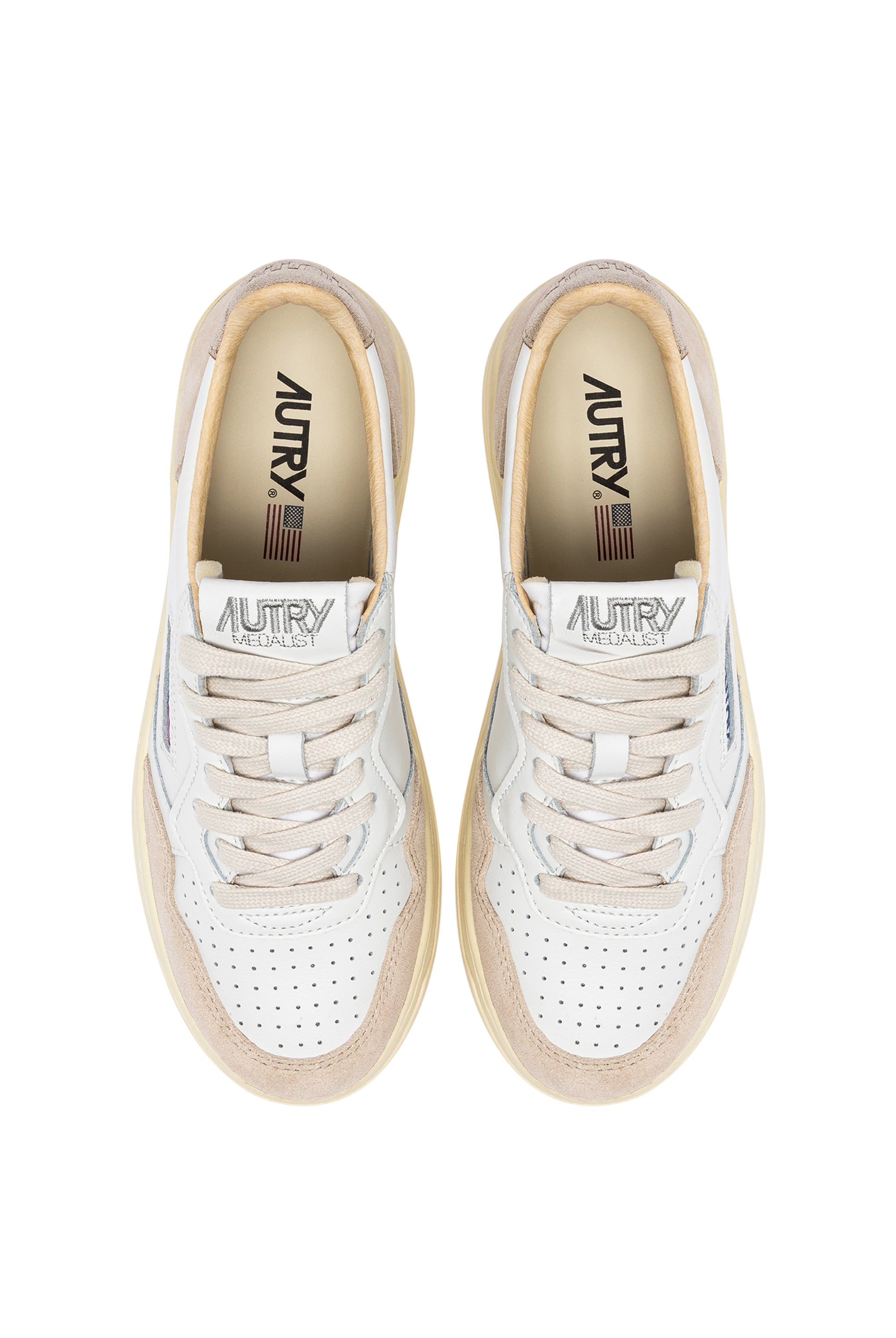MEDALIST LOW WHITE AND GOLD LEATHER - Butterfly Sneakers