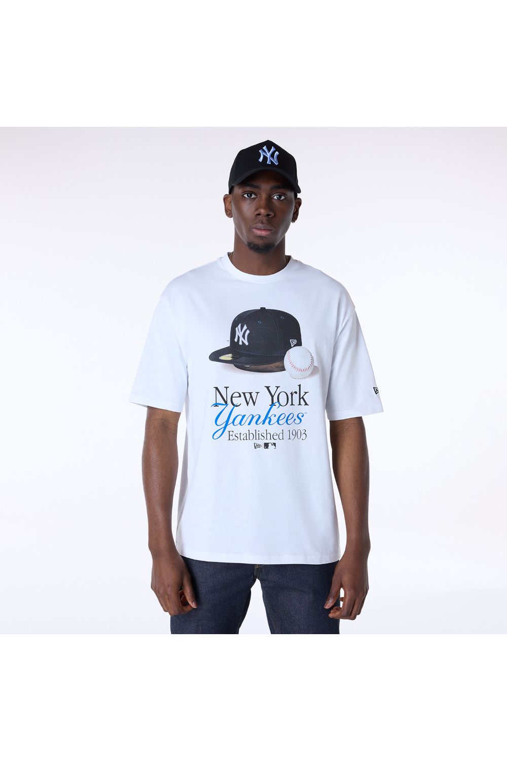 NY חולצת טי שרט שרוול קצר לבנה - Butterfly Sneakers