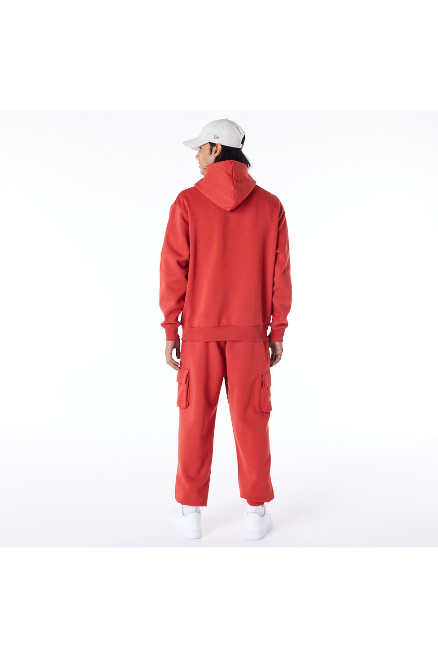 New Era Script Script Red Fleece Oversized Pullover Hoodie - Butterfly Sneakers