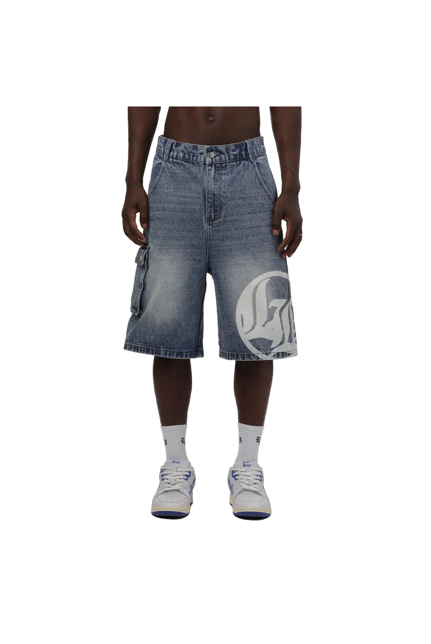 LOGO WASHED JORTS - BLUE Lost boys - Butterfly Sneakers