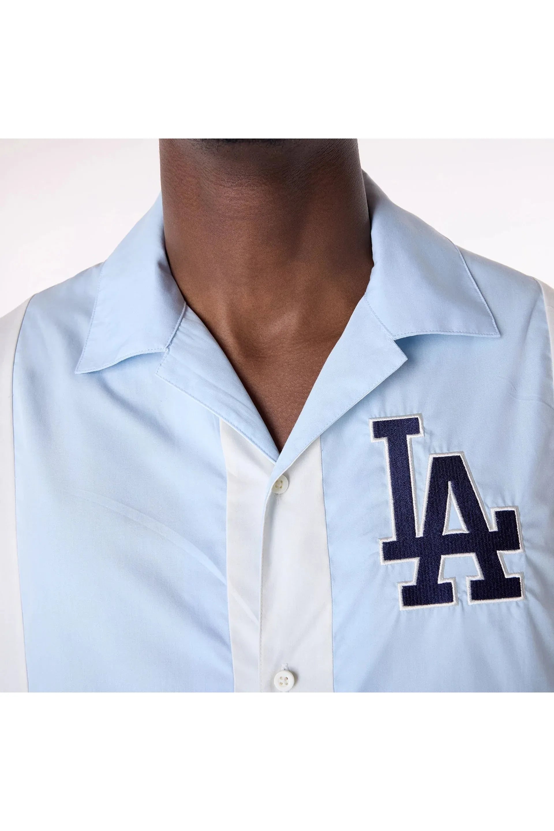 LA Dodgers Stripe Revere Open White Short Sleeve Shirt - Butterfly Sneakers