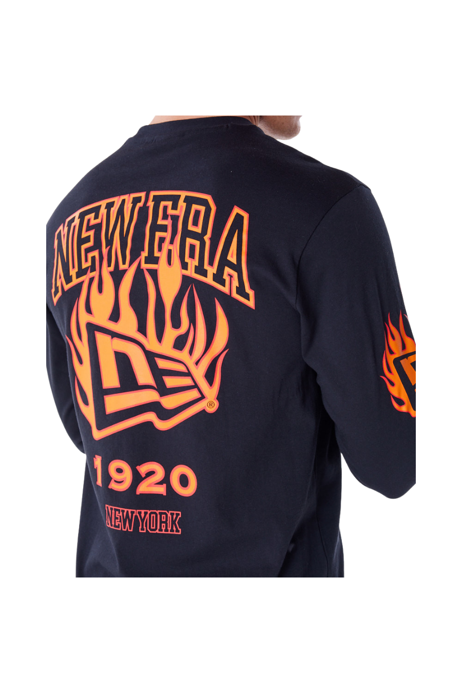 New Era Flag Flame Black Long Sleeve T-Shirt - Butterfly Sneakers
