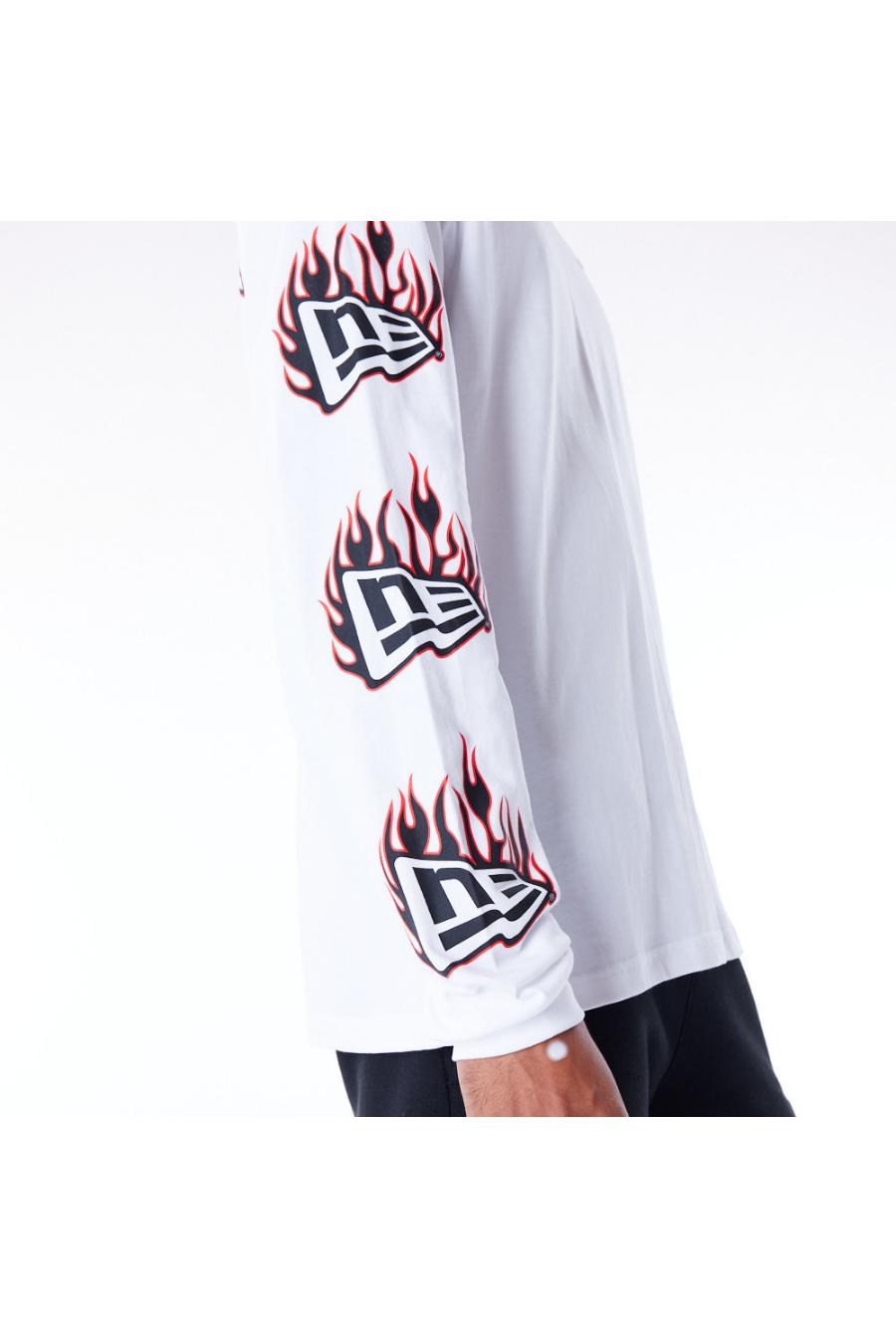 New Era Flag Flame White Long Sleeve T-Shirt - Butterfly Sneakers