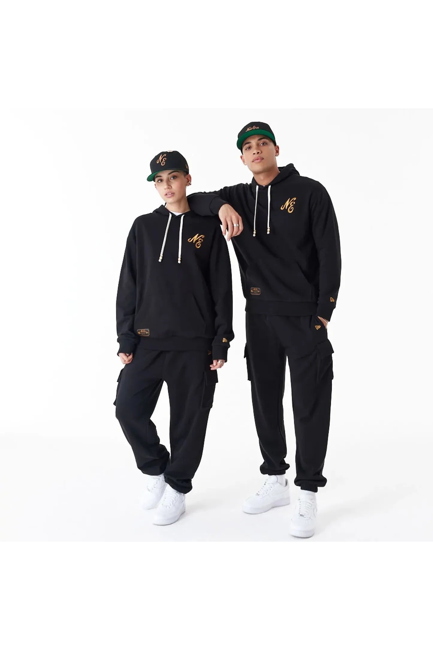 New Era Script Black Script Logo Black Oversized Pullover Hoodie - Butterfly Sneakers