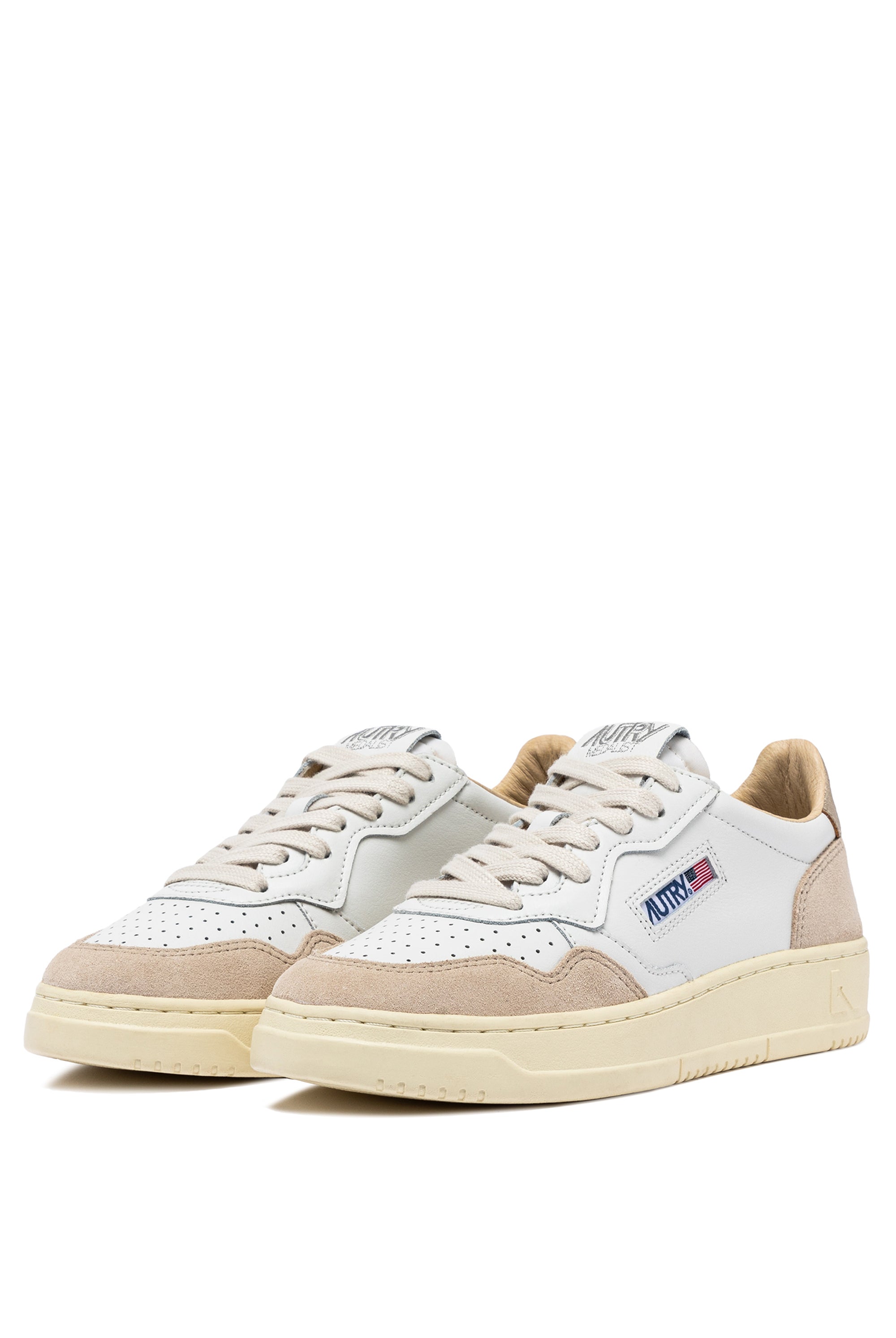 MEDALIST LOW WHITE AND GOLD LEATHER - Butterfly Sneakers
