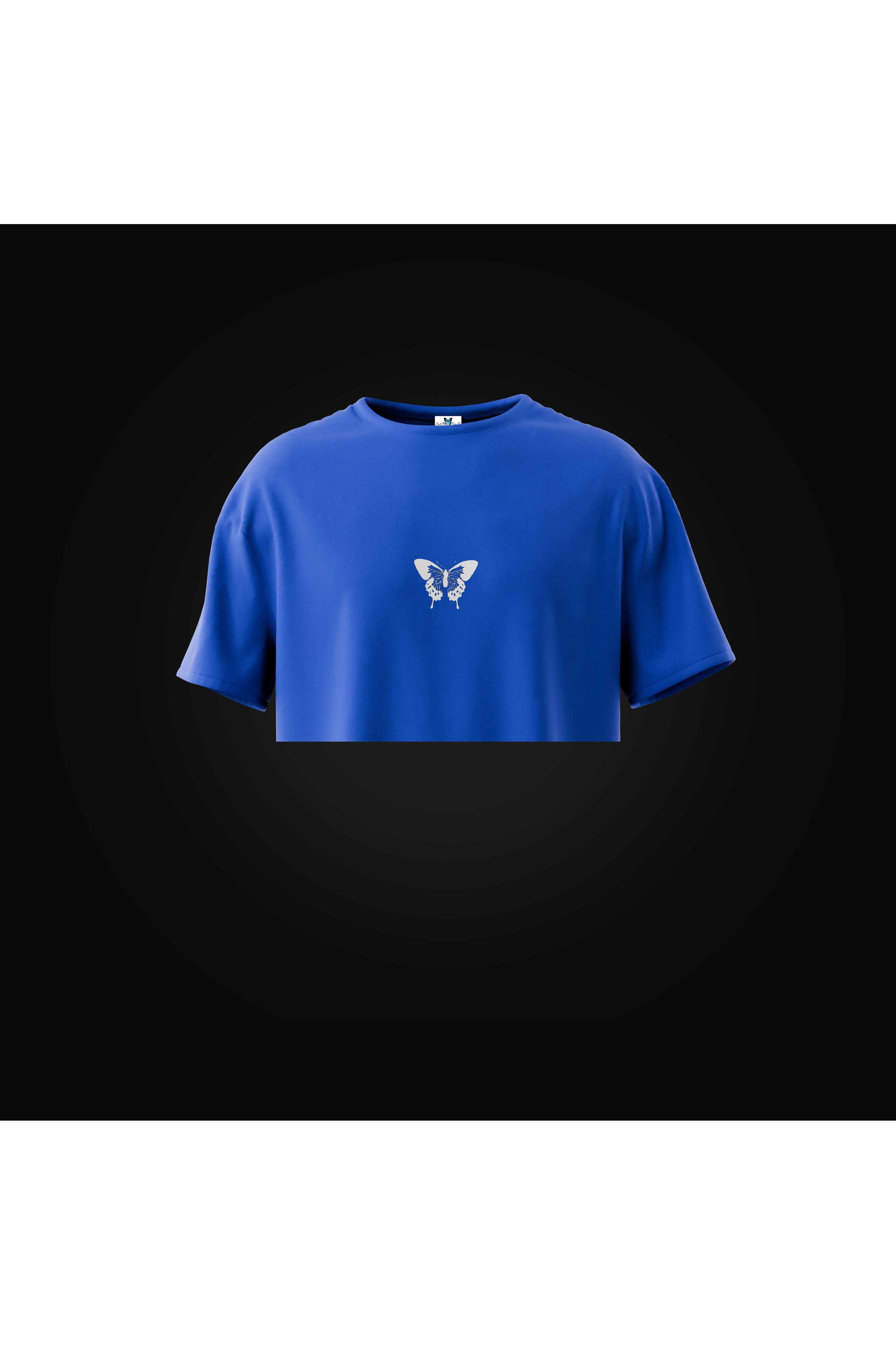 W THE SIX - 5/6 - Blue Morph - Crop T shirt - Butterfly Sneakers