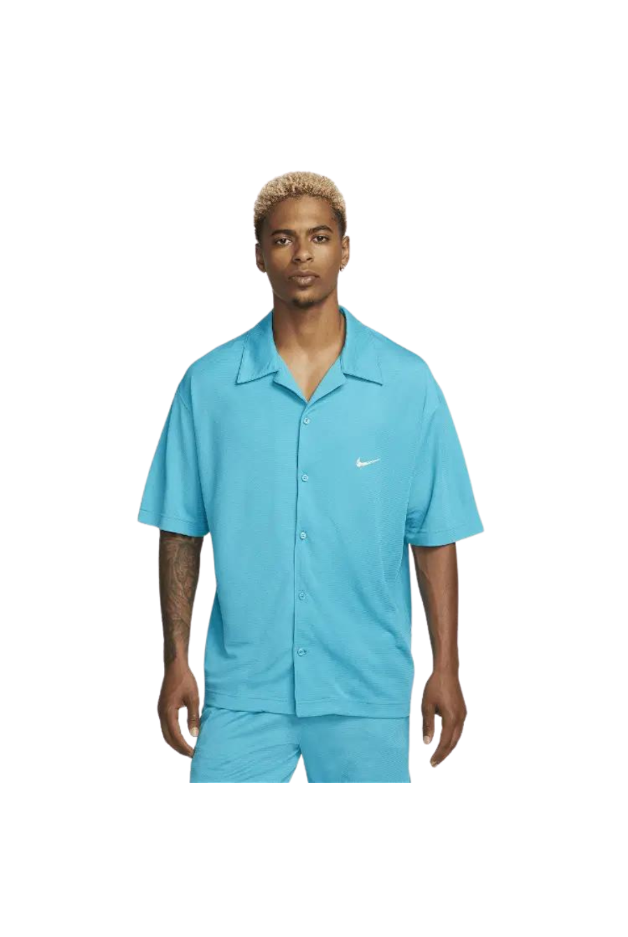 Nike Shirt Men's Large Button Up Short-Sleeve Blue Basketball Top - Butterfly Sneakers