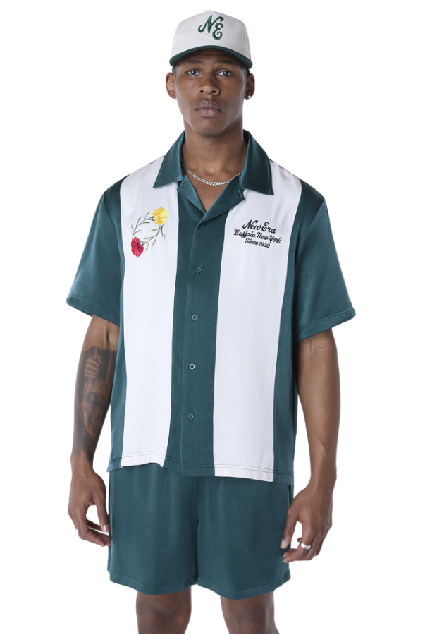 New Era Stripe Revere Dark Green Short Sleeve Shirt - Butterfly Sneakers