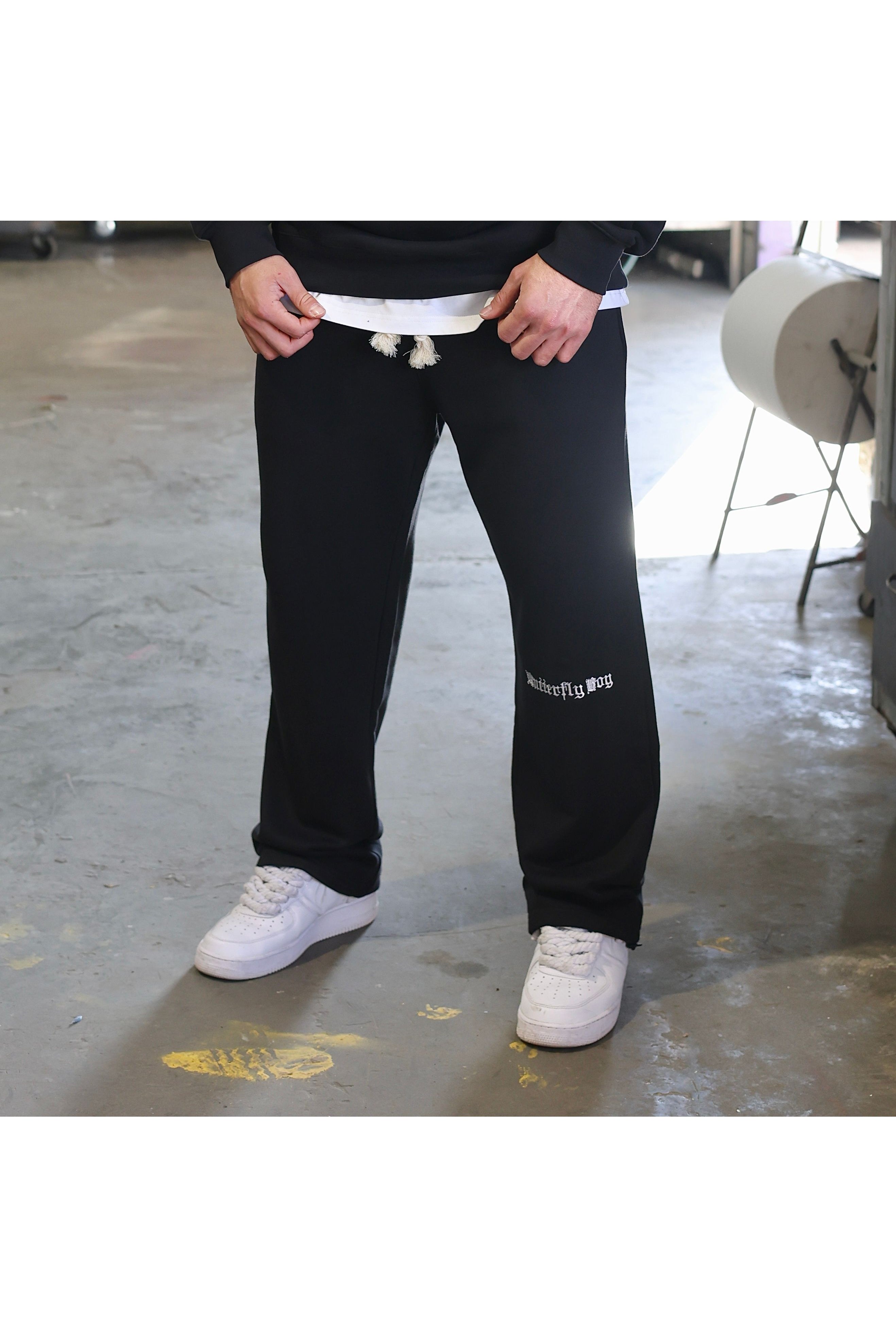 מכנסיים OS BUTTERFLY BLK עם רקמה - Butterfly Sneakers