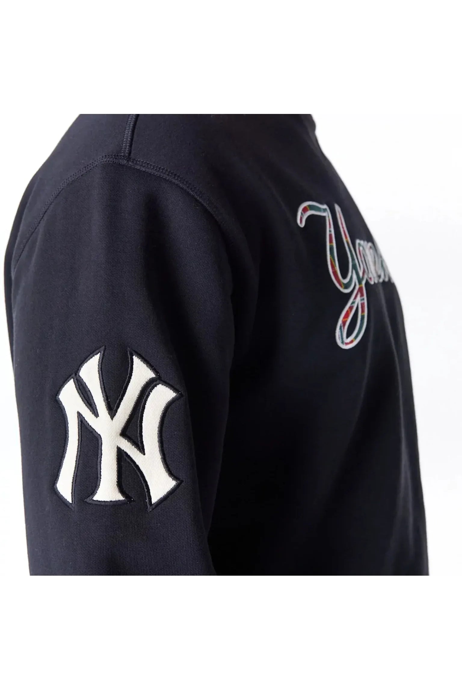 New York Yankees MLB Tartan Infill Black Crewneck Sweater - Butterfly Sneakers