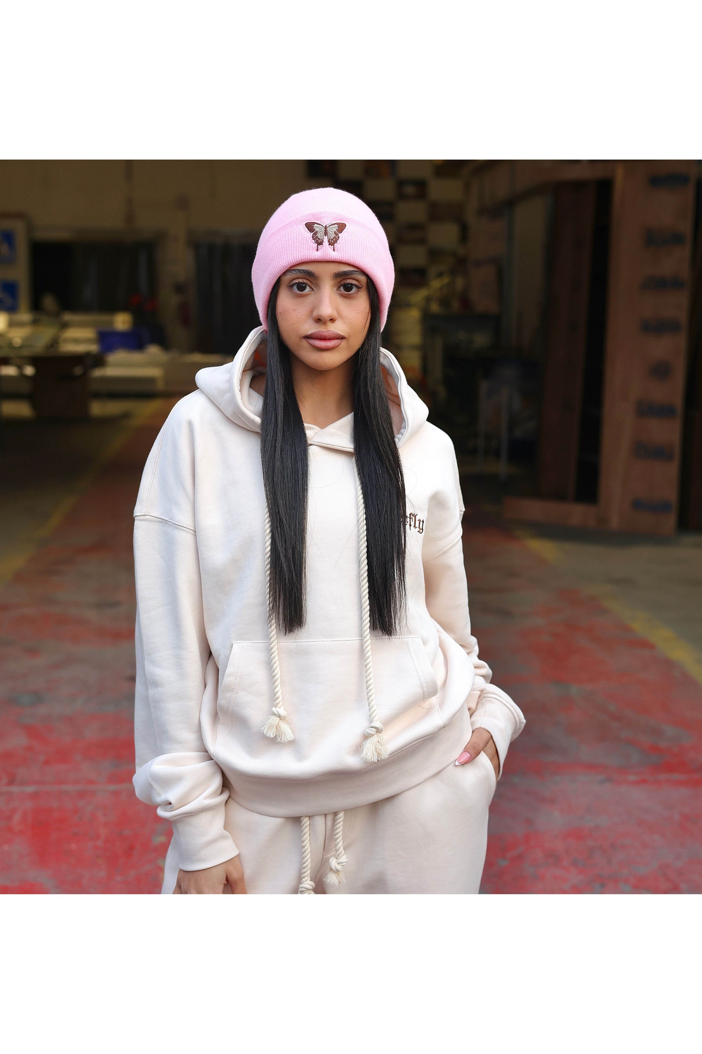 קפוצ'ון OS BUTTERFLY CRE עם רקמה - Butterfly Sneakers