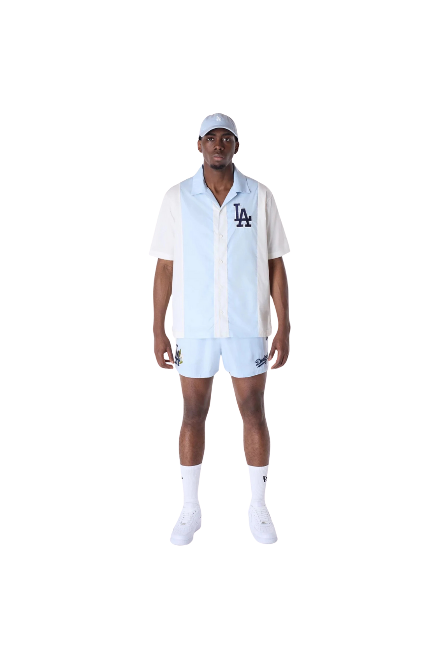 LA Dodgers Stripe Revere Open White Short Sleeve Shirt - Butterfly Sneakers