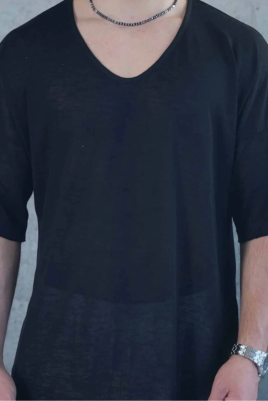 LINEN T SHIRT - BLACK - Butterfly Sneakers