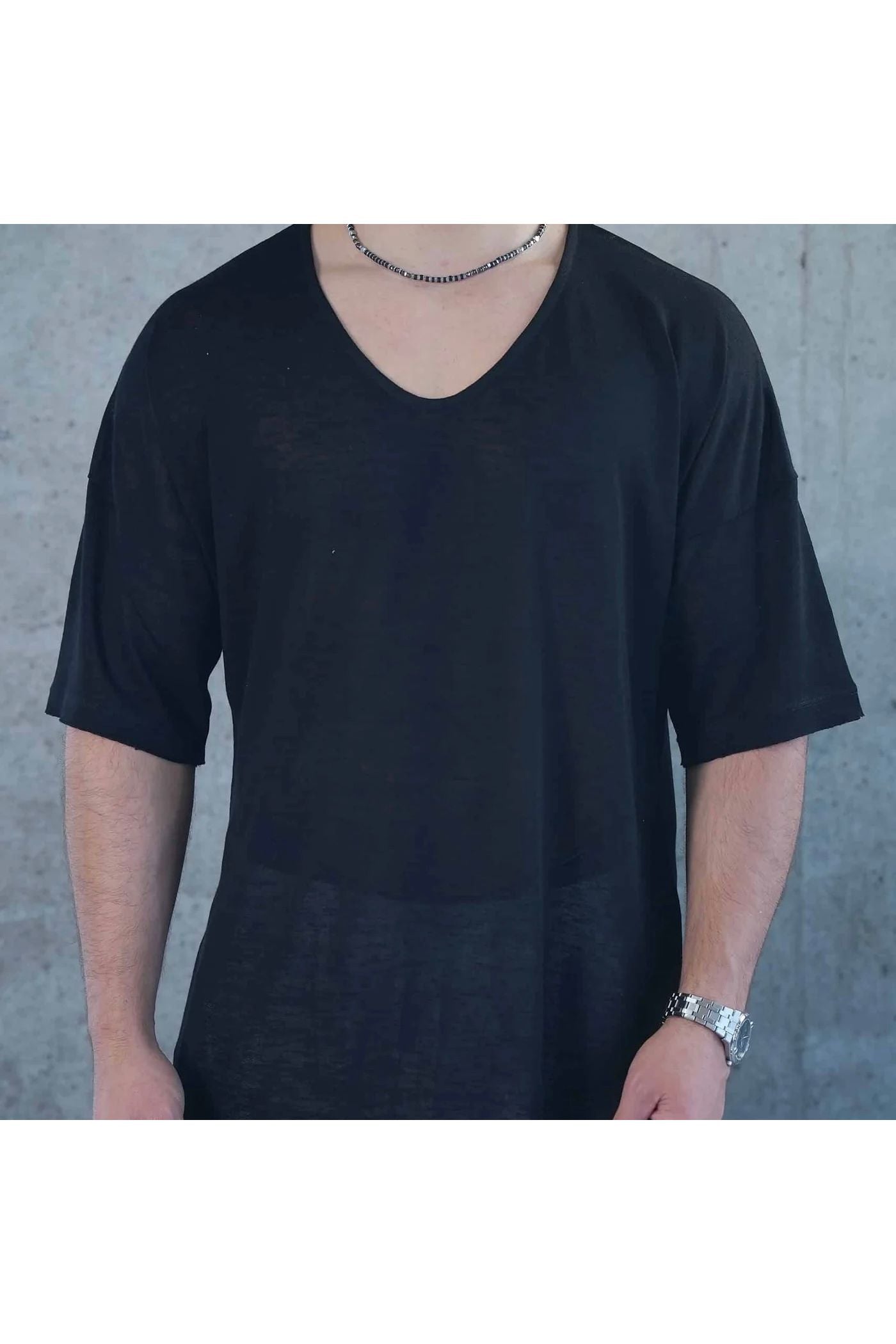 LINEN T SHIRT - BLACK - Butterfly Sneakers