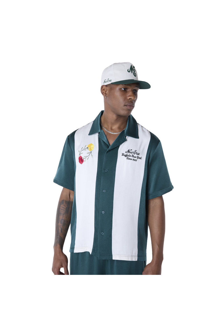 New Era Stripe Revere Dark Green Short Sleeve Shirt - Butterfly Sneakers