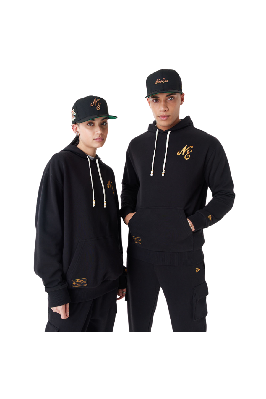 New Era Script Black Script Logo Black Oversized Pullover Hoodie - Butterfly Sneakers