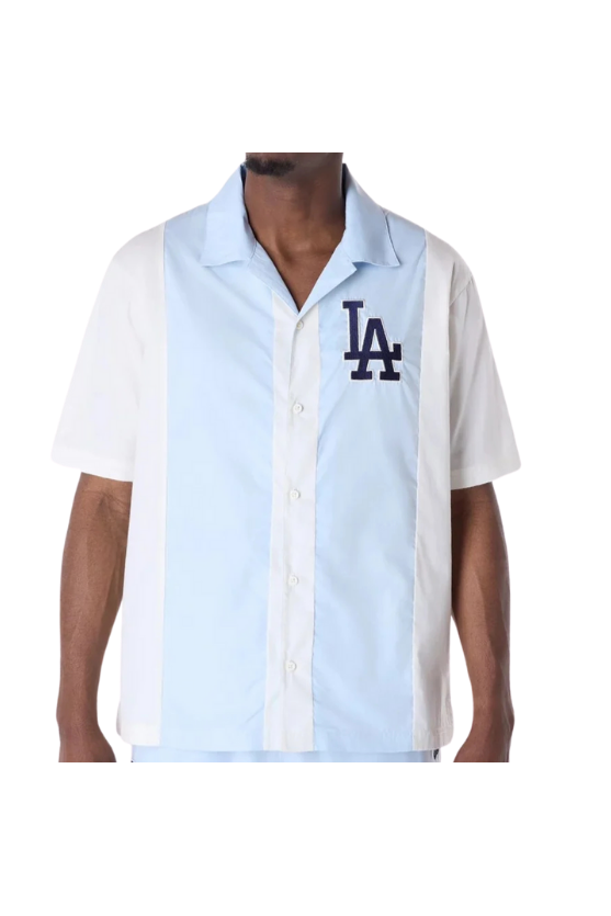 LA Dodgers Stripe Revere Open White Short Sleeve Shirt - Butterfly Sneakers