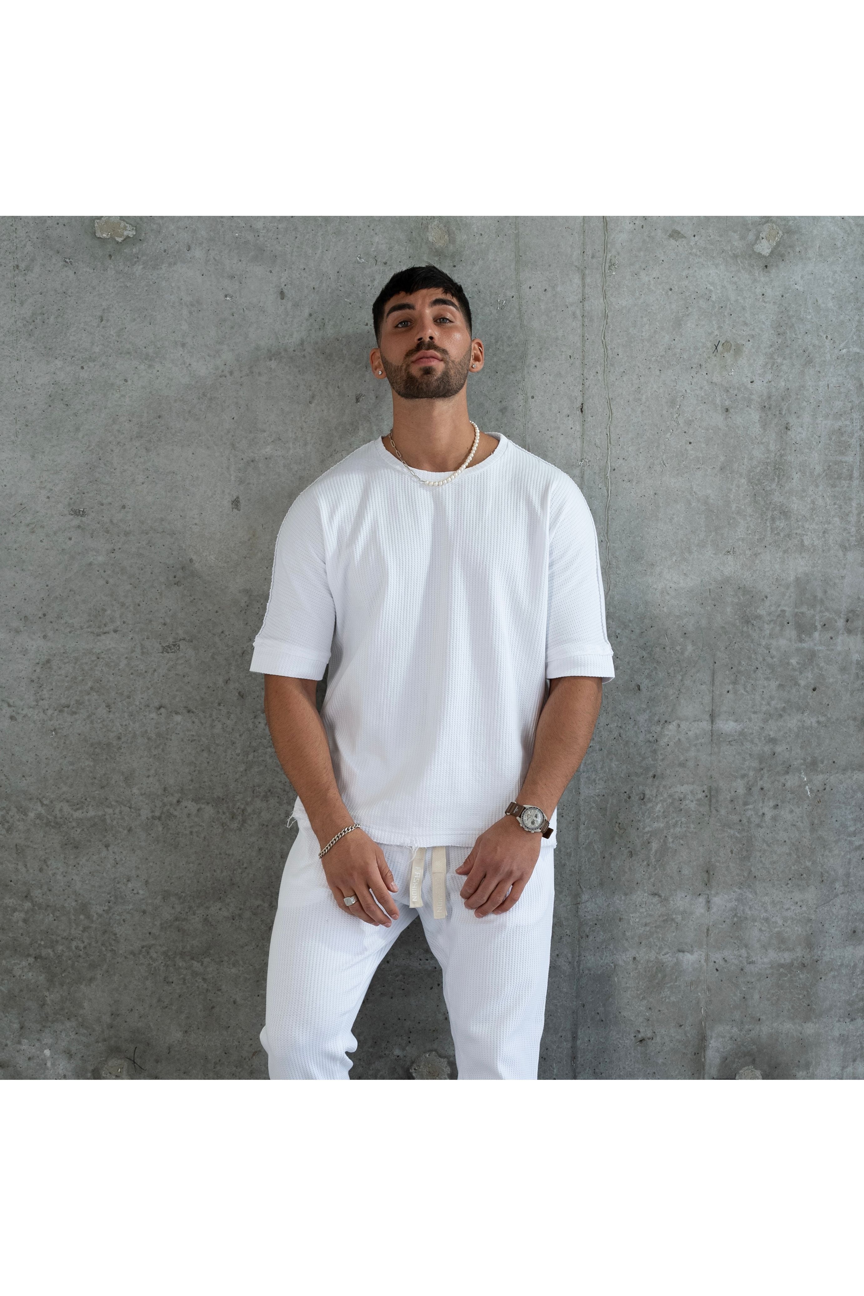 ELEGANT T SHIRT WAFFLE - WHITE - Butterfly Sneakers