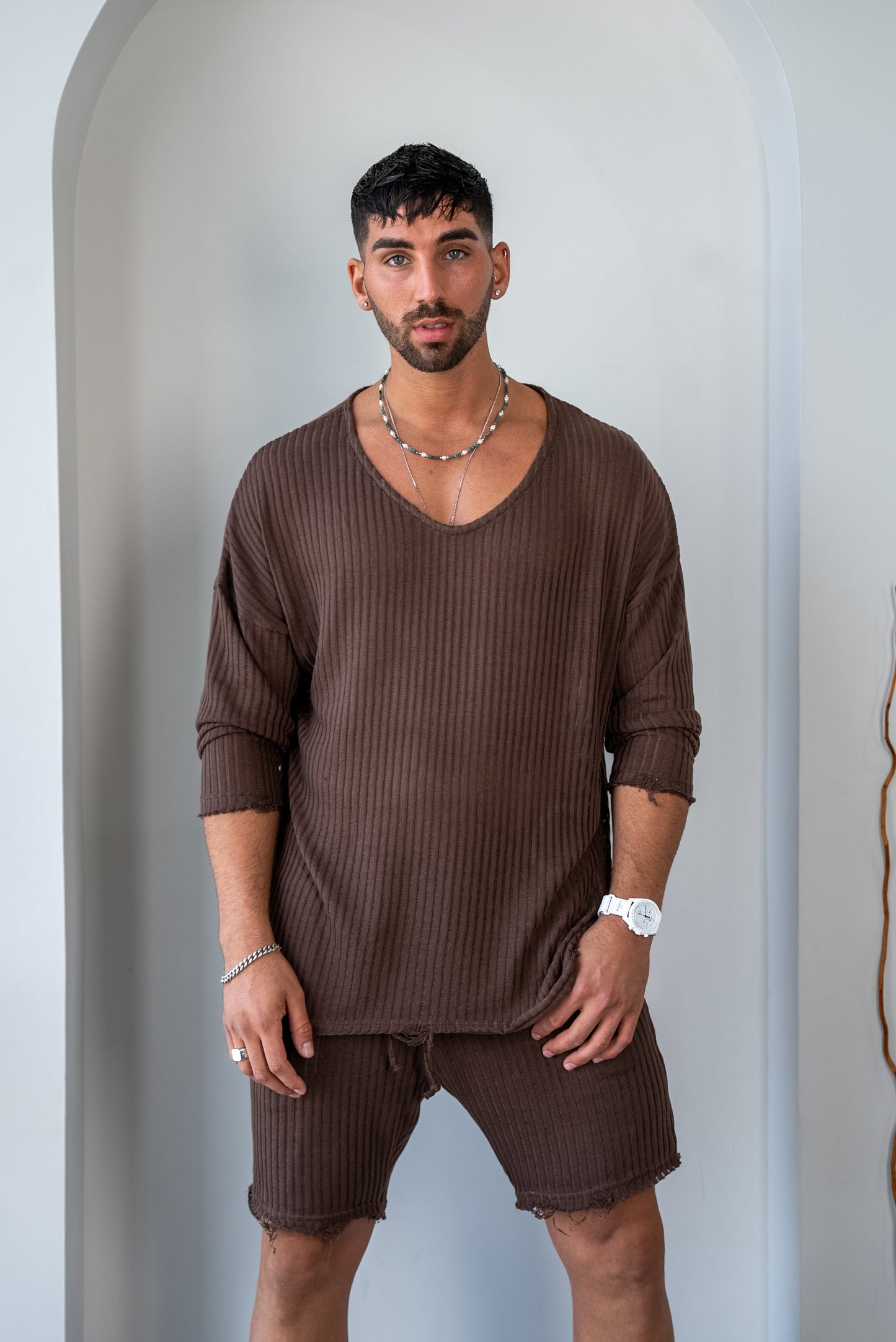 Santotini Long Shirt - BROWN