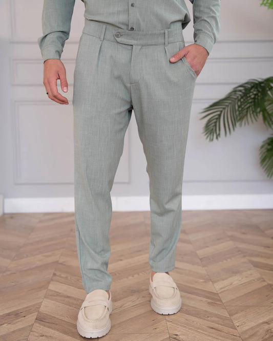 מכנס ירוק מחוייט משובץ קטן