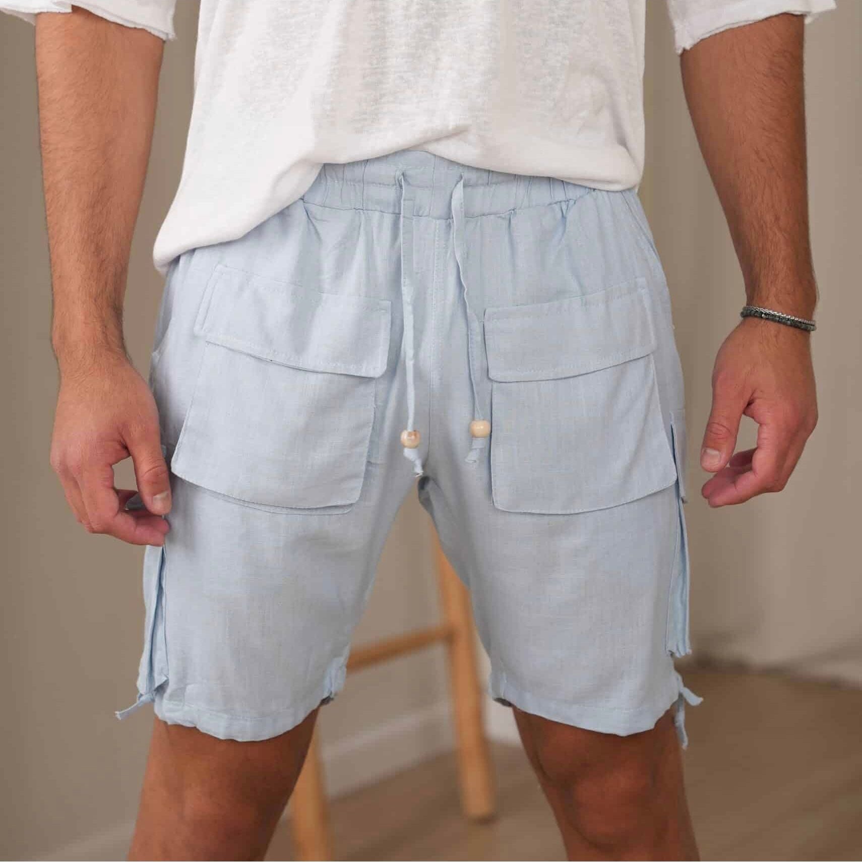 Mykonos מכנסיים קצרים - Light Blue - Butterfly Sneakers