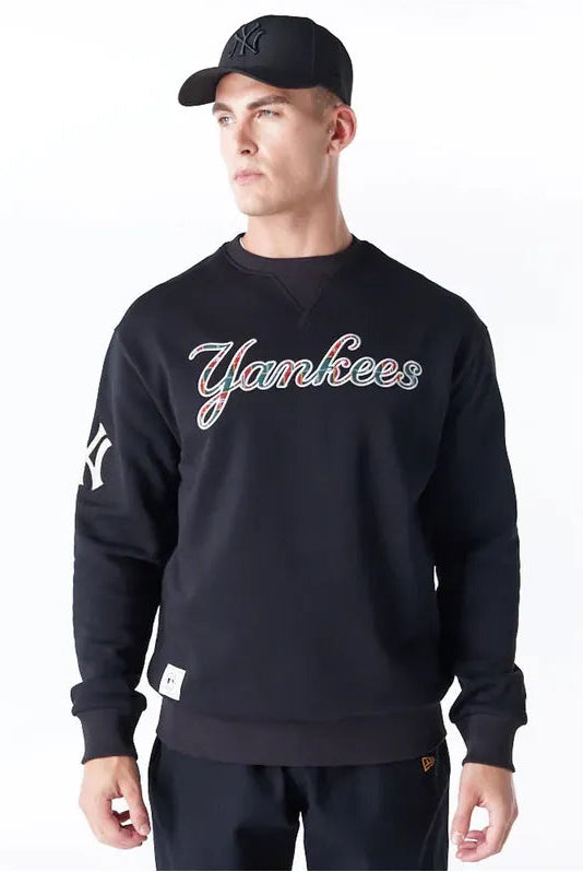 New York Yankees MLB Tartan Infill Black Crewneck Sweater - Butterfly Sneakers