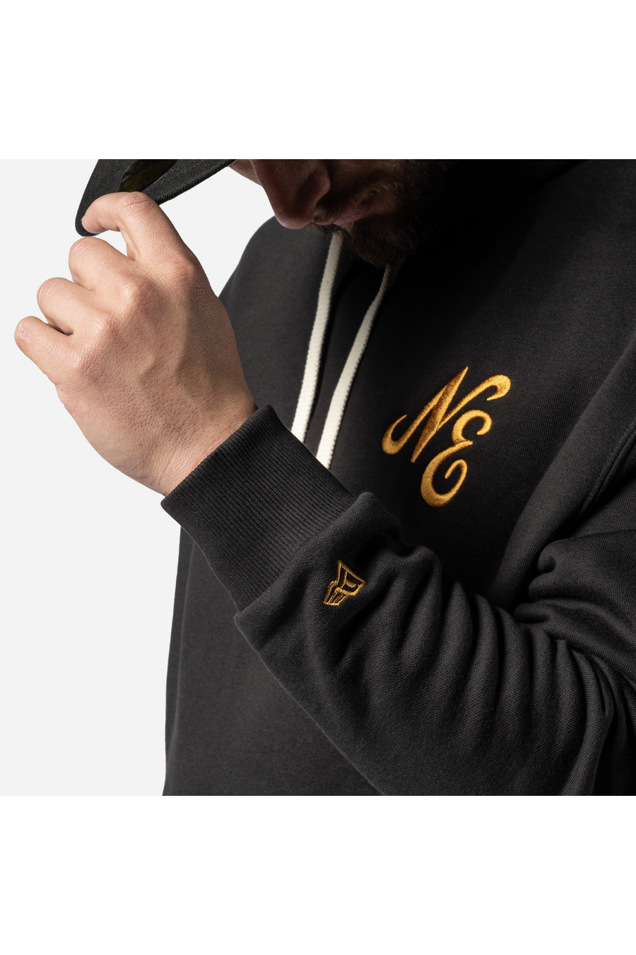 New Era Script Black Script Logo Black Oversized Pullover Hoodie - Butterfly Sneakers