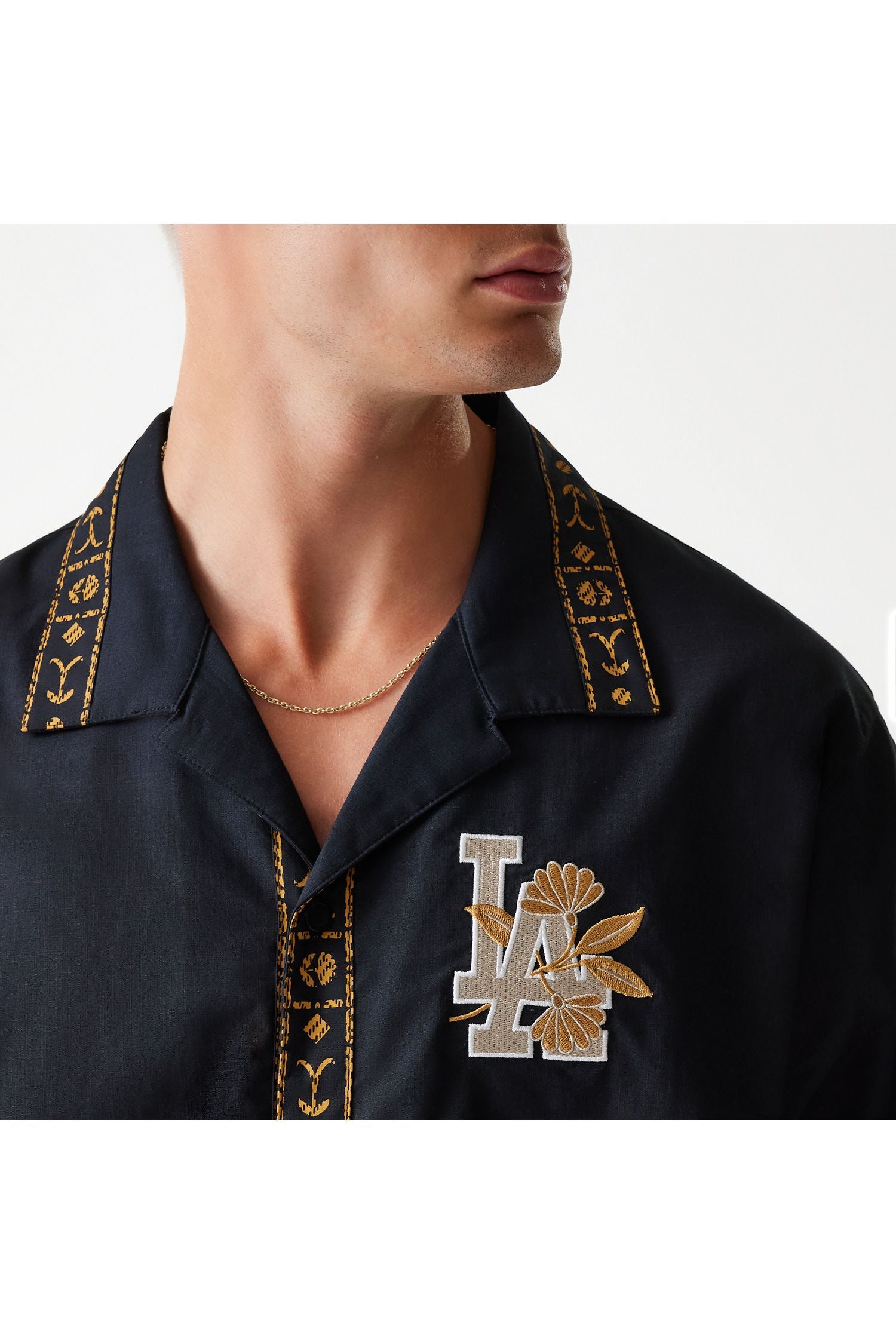 LA Dodgers MLB Taping Black חולצת טי שרט מכופתרת - Butterfly Sneakers