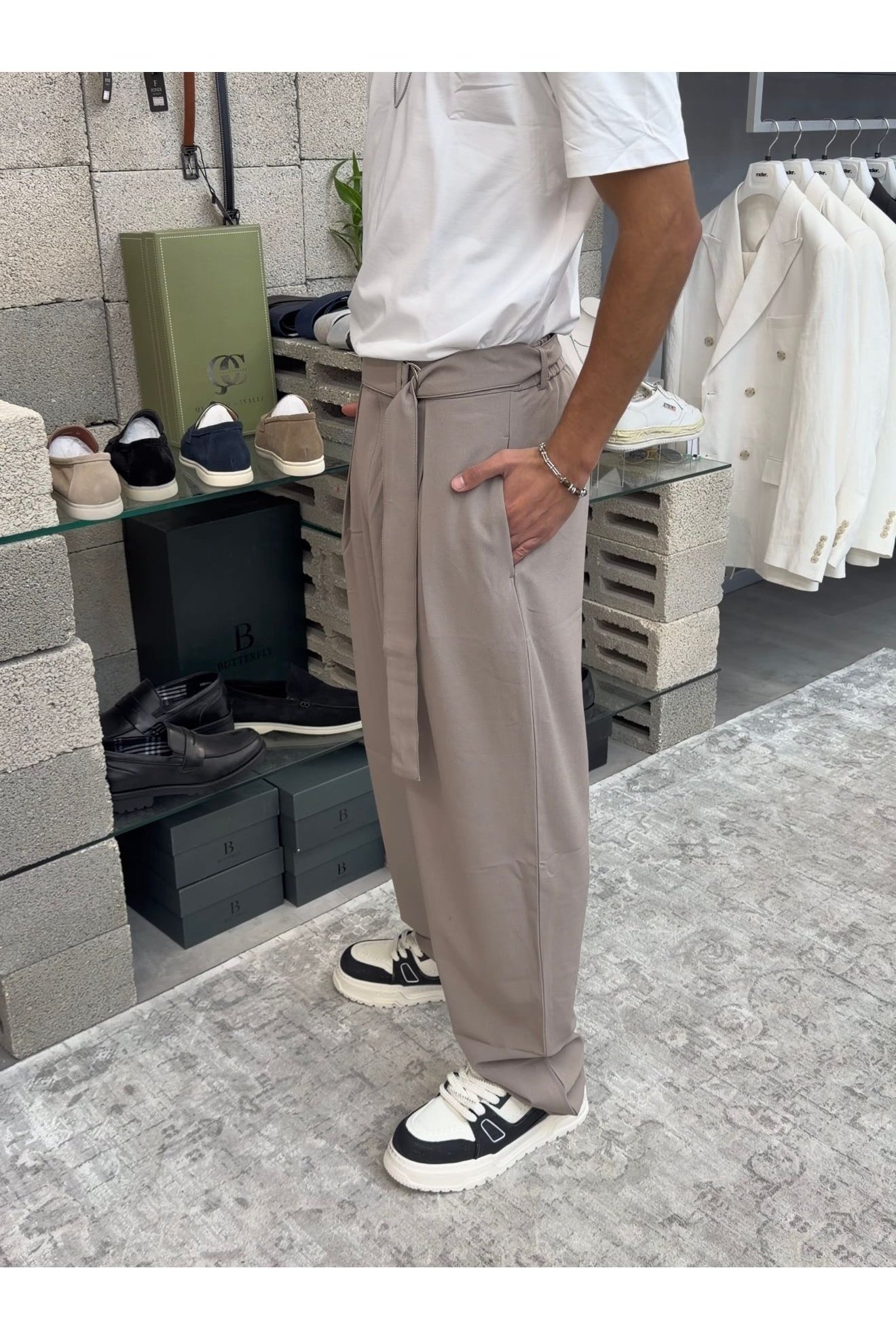 Butterfly Boy מכנס אלגנט רחב + חגורה - Butterfly Sneakers