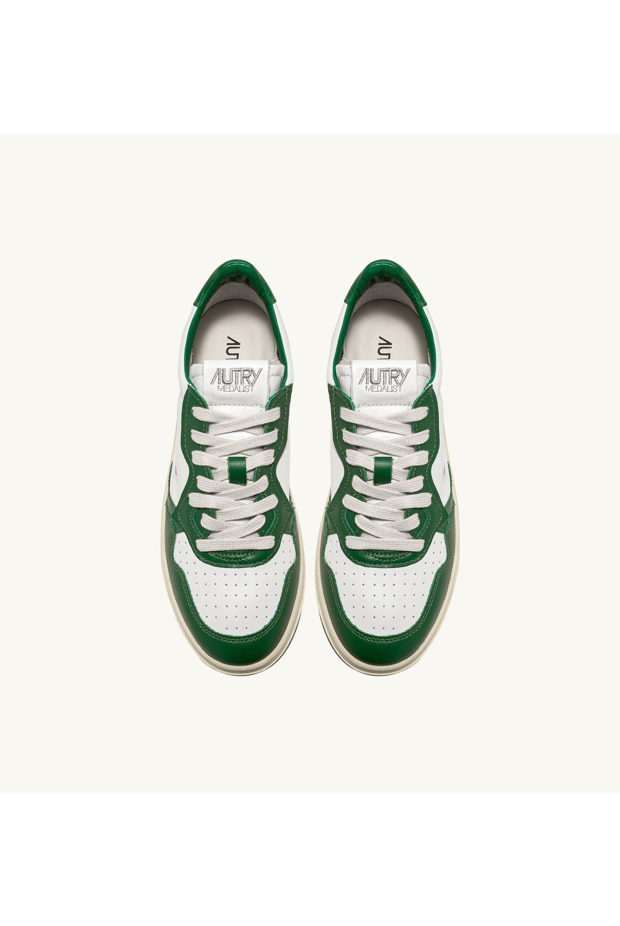 MEDALIST LOW MAN WB03 LEATHER/LEATHER WHITE/GREEN - Butterfly Sneakers