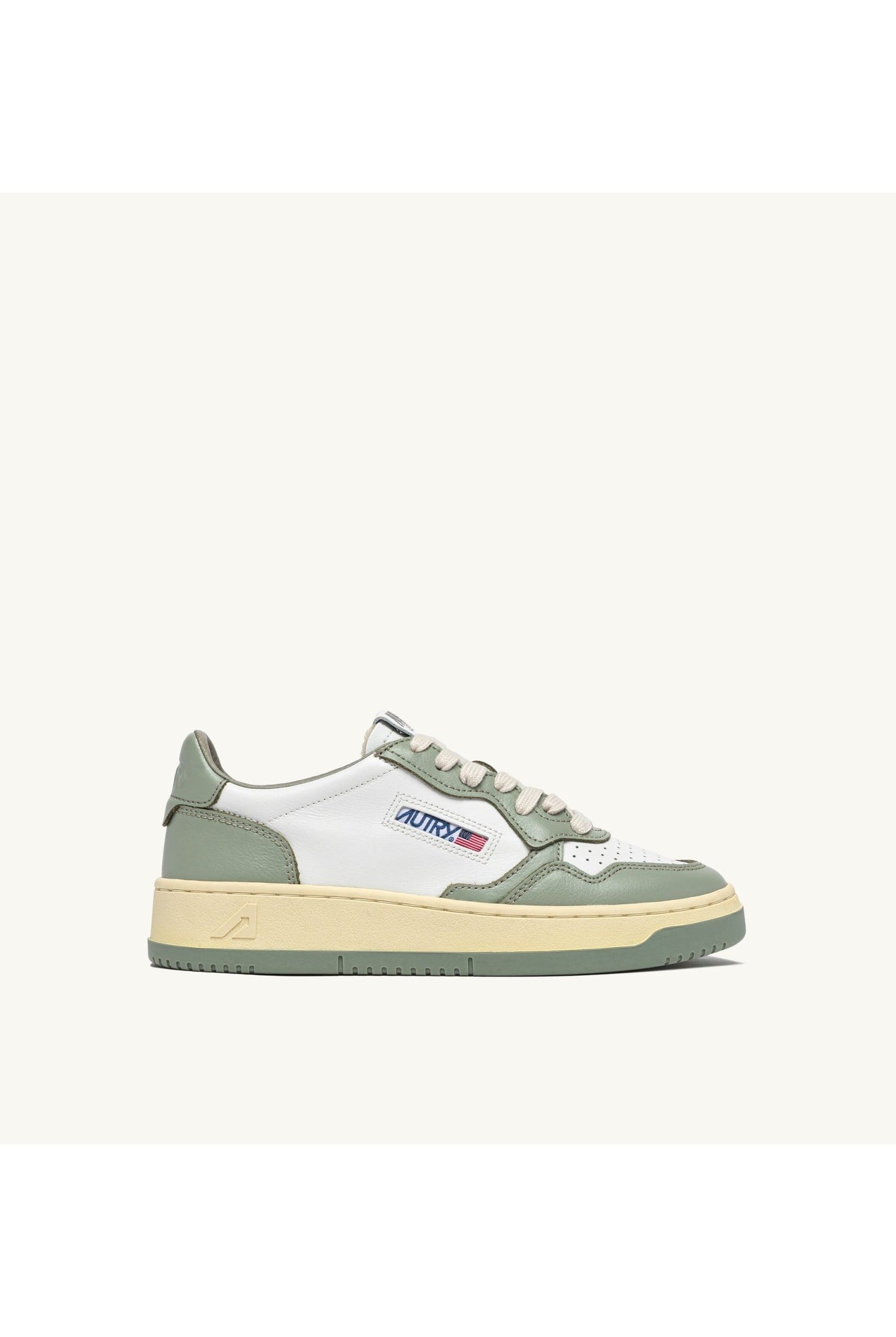 MEDALIST LOW MAN WB65 LEATHER/LEATHER WHITE/SEA GRASS - Butterfly Sneakers