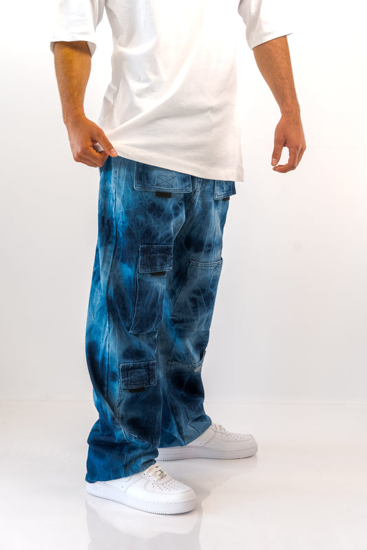 גינס בגזרת Baggy שטוף בשילוב כיסים כחול