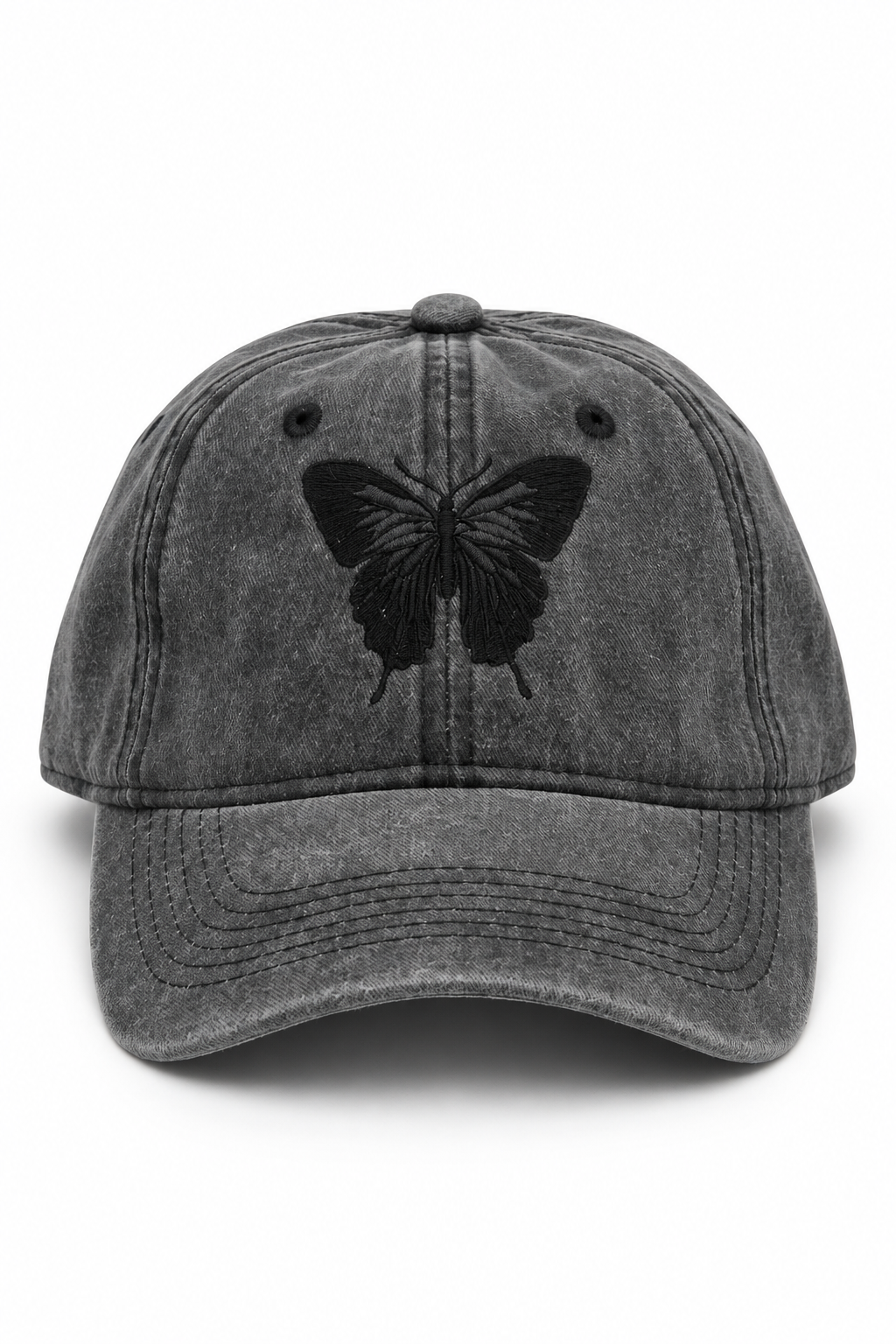 כובע Washed Butterfly – אפור כהה / ONE SIZE – מבט חזית