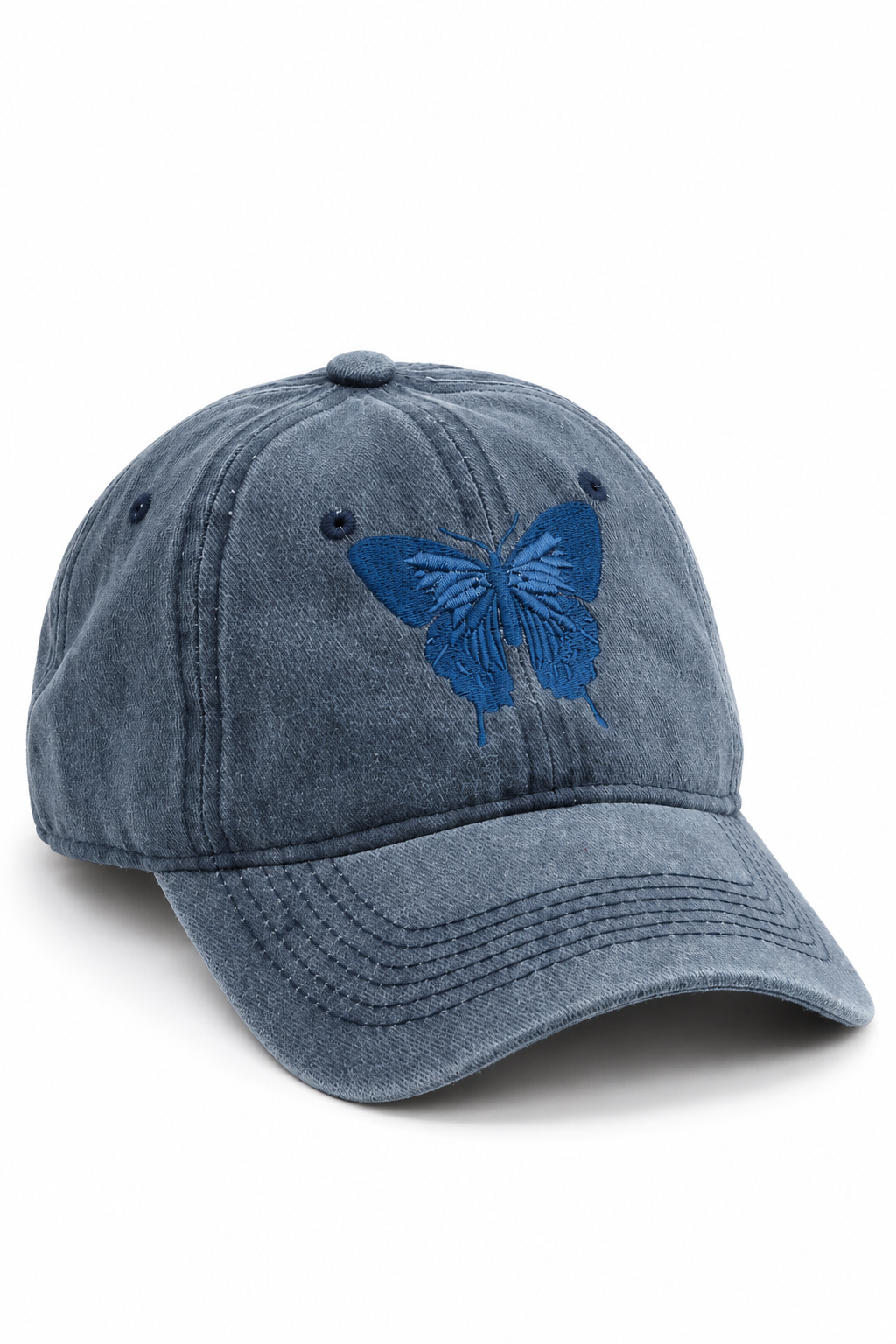 כובע Washed Butterfly – כחול / ONE SIZE – מבט שלושת רבעי
