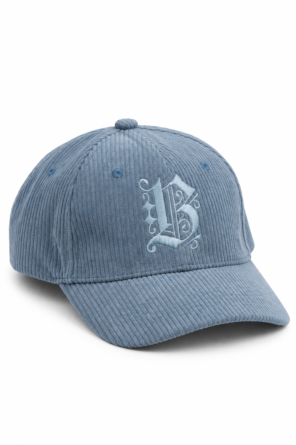 כובע Corduroy B Butterfly בד קורדרוי – light blue / ONE SIZE – מבט שלושת רבעי