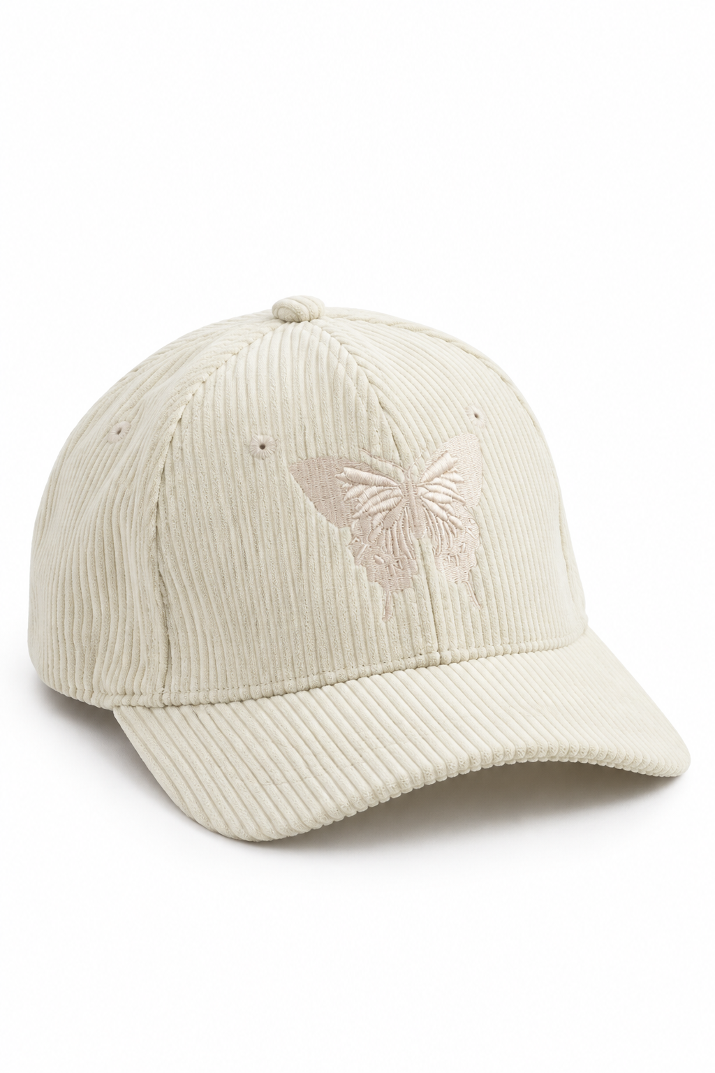 כובע Corduroy Butterfly בד קורדרוי – off white / ONE SIZE – מבט שלושת רבעי