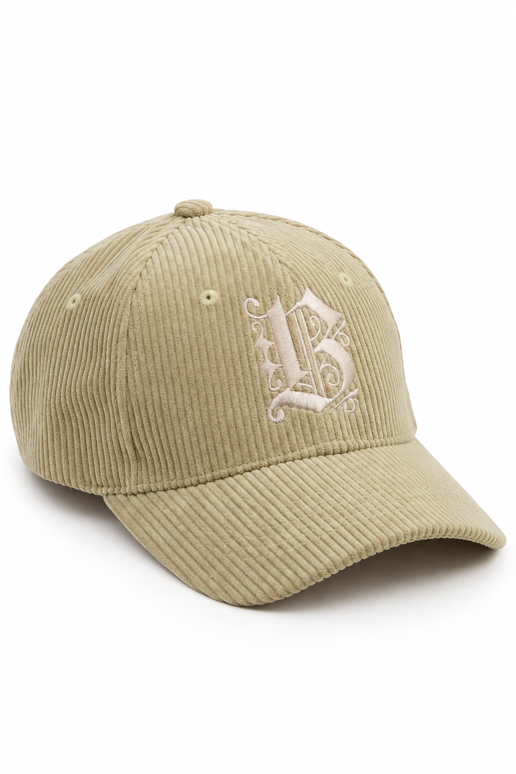 כובע Corduroy B Butterfly בד קורדרוי – cream / ONE SIZE – מבט שלושת רבעי