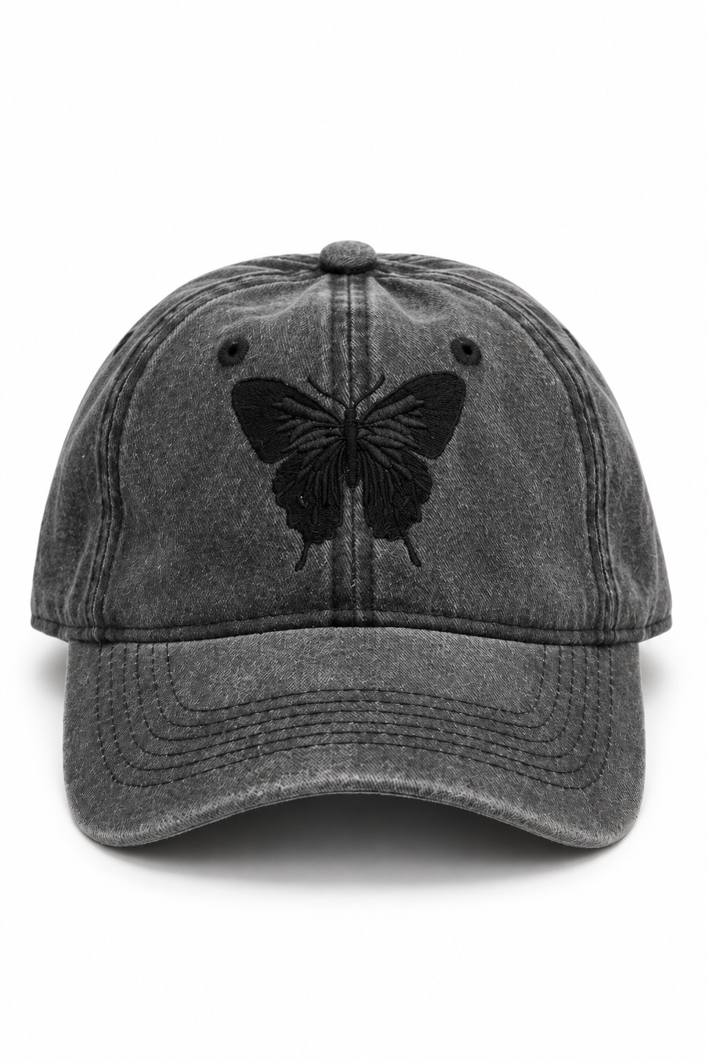 כובע Washed Butterfly – אפור כהה / ONE SIZE – מבט חזית