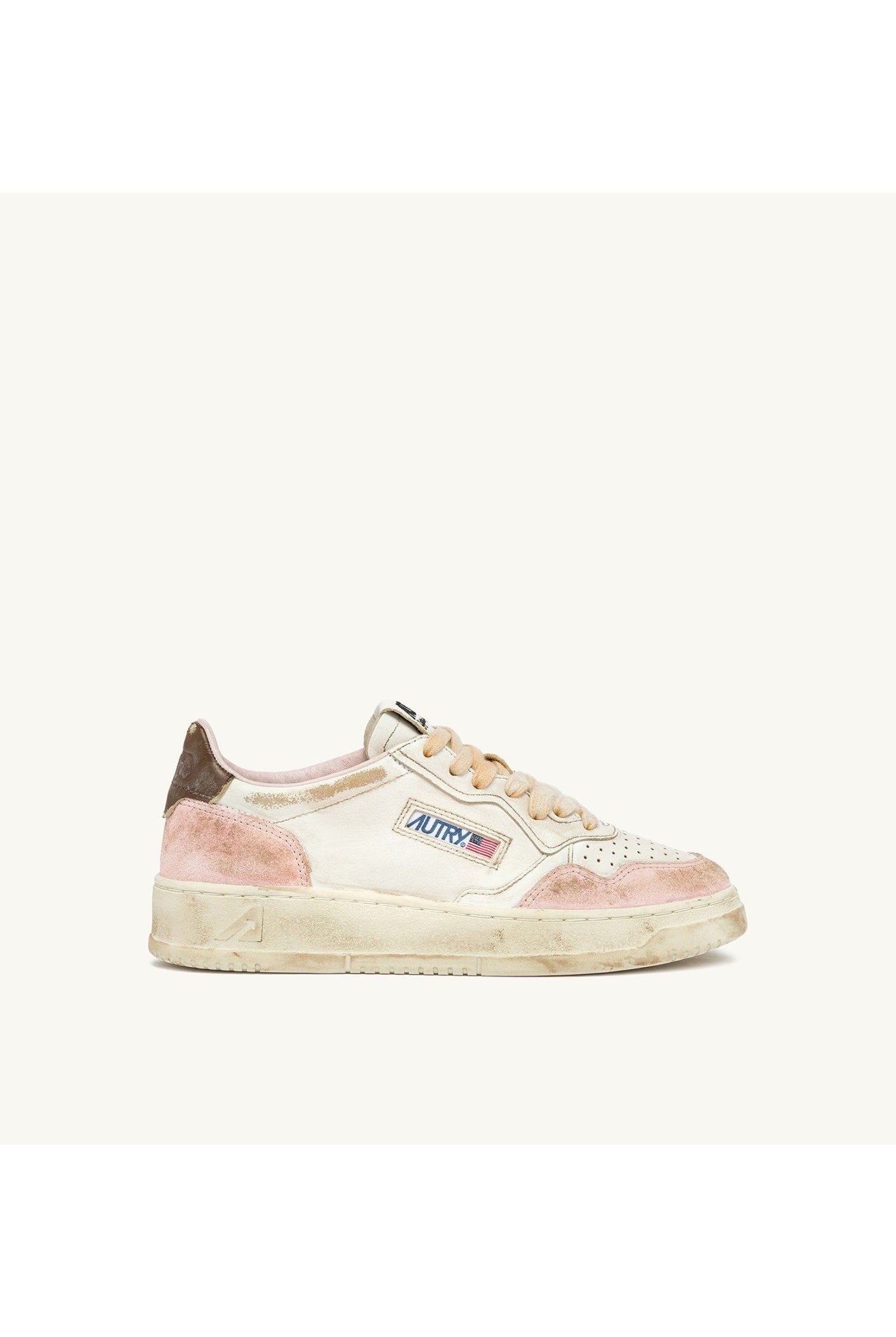 MEDALIST LOW SUPER VINTAGE SNEAKERS IN NUDE AND SEPIA LEATHER SUEDE - Butterfly Sneakers