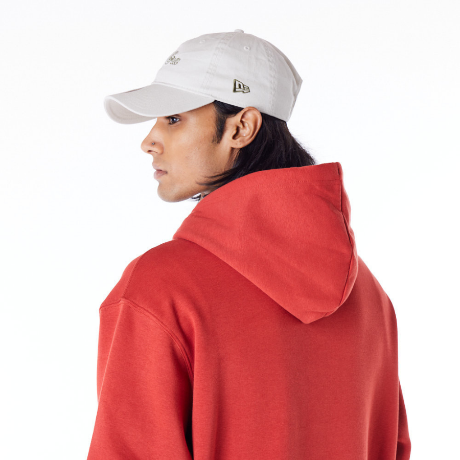 New Era Script Script Red Fleece Oversized Pullover Hoodie