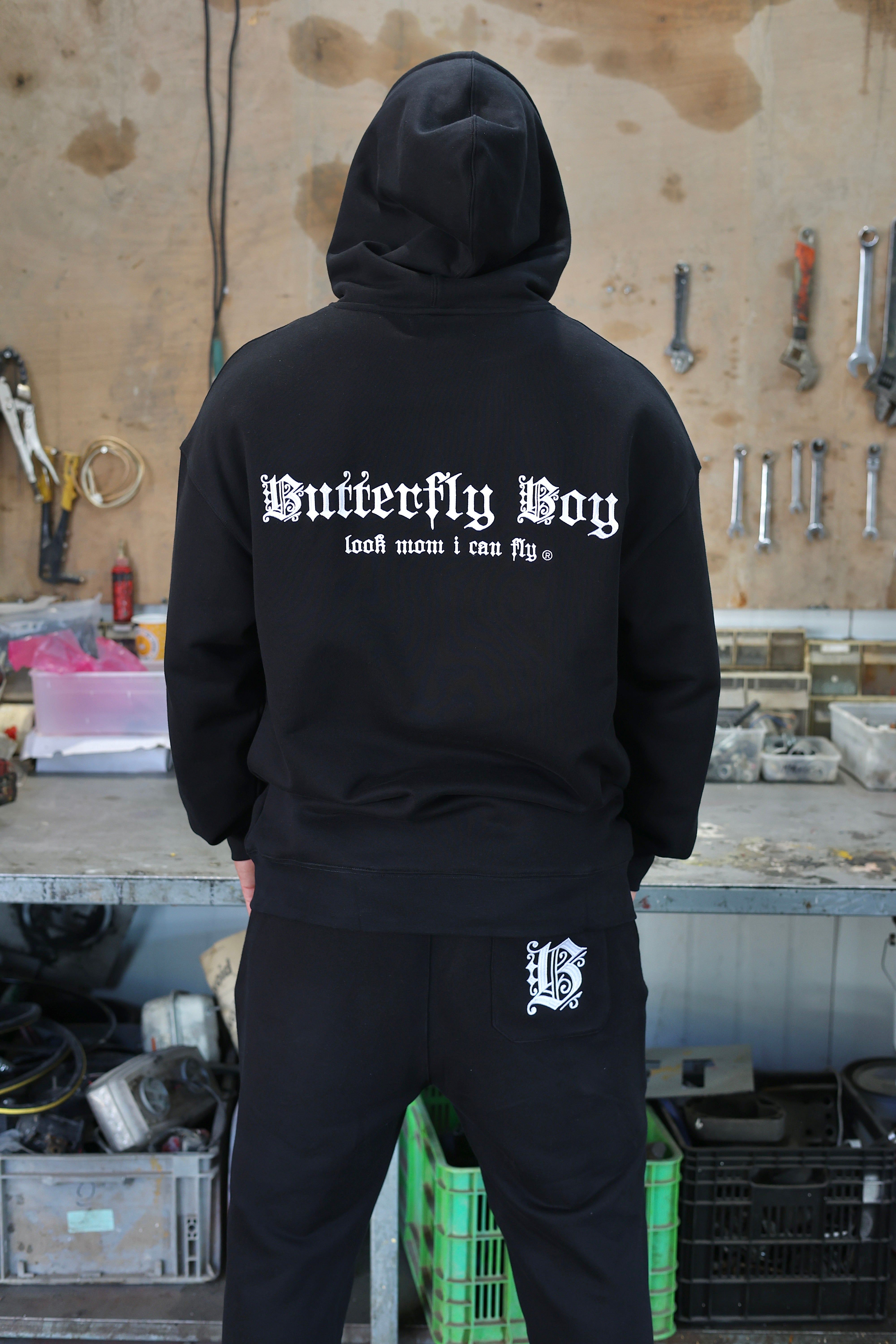 BUTTERFLY BOY HOODIE - BLACK