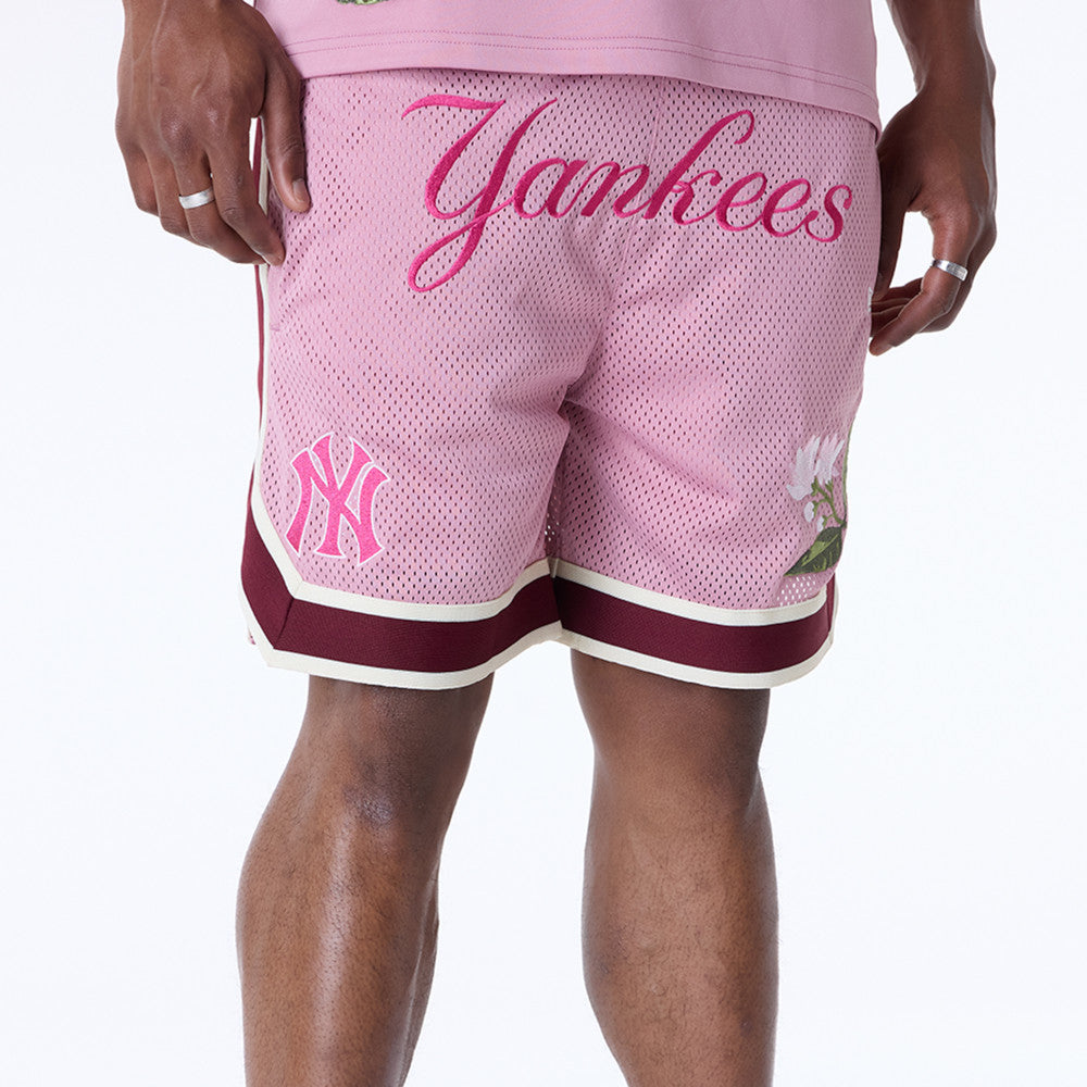 New York Yankees MLB Floral Dark Pink Shorts